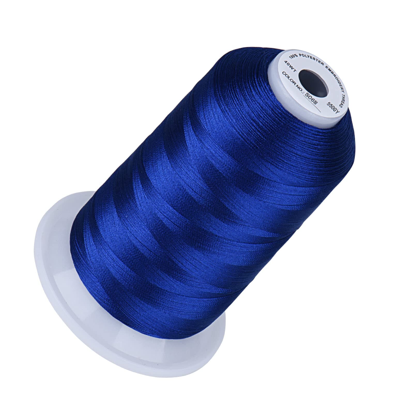 5500Yds Embroidery Thread, 5000M High-Yardage 40WT 100% Polyester Thread – 170+ Vivid Colors, High-Speed Rated – Compatible with Brother, Singer, Janome & More - Royal Blue S068
