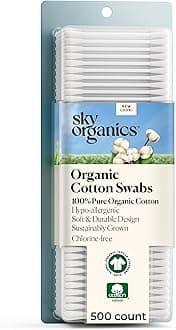 Sky Organics - Organic Cotton Swabs, 500 ct. - Ultra Soft Tips - Strong & Durable - Hypoallergenic - Chlorine Free - Sustainable - Natural, Vegan & Cruelty Free - Skin Care & Self Care
