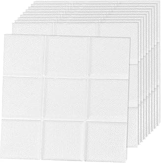 JOLOV 3D Wall Panels, Pack of 12 Tiles Wall Panels, Waterproof, Heat Resistant, 19.7 x 19.7inch PVC Wall Panel, Matt White Diamond Design 32 Sq Ft,for Living Room,Hotel Lobby,Game Room (Small Square)