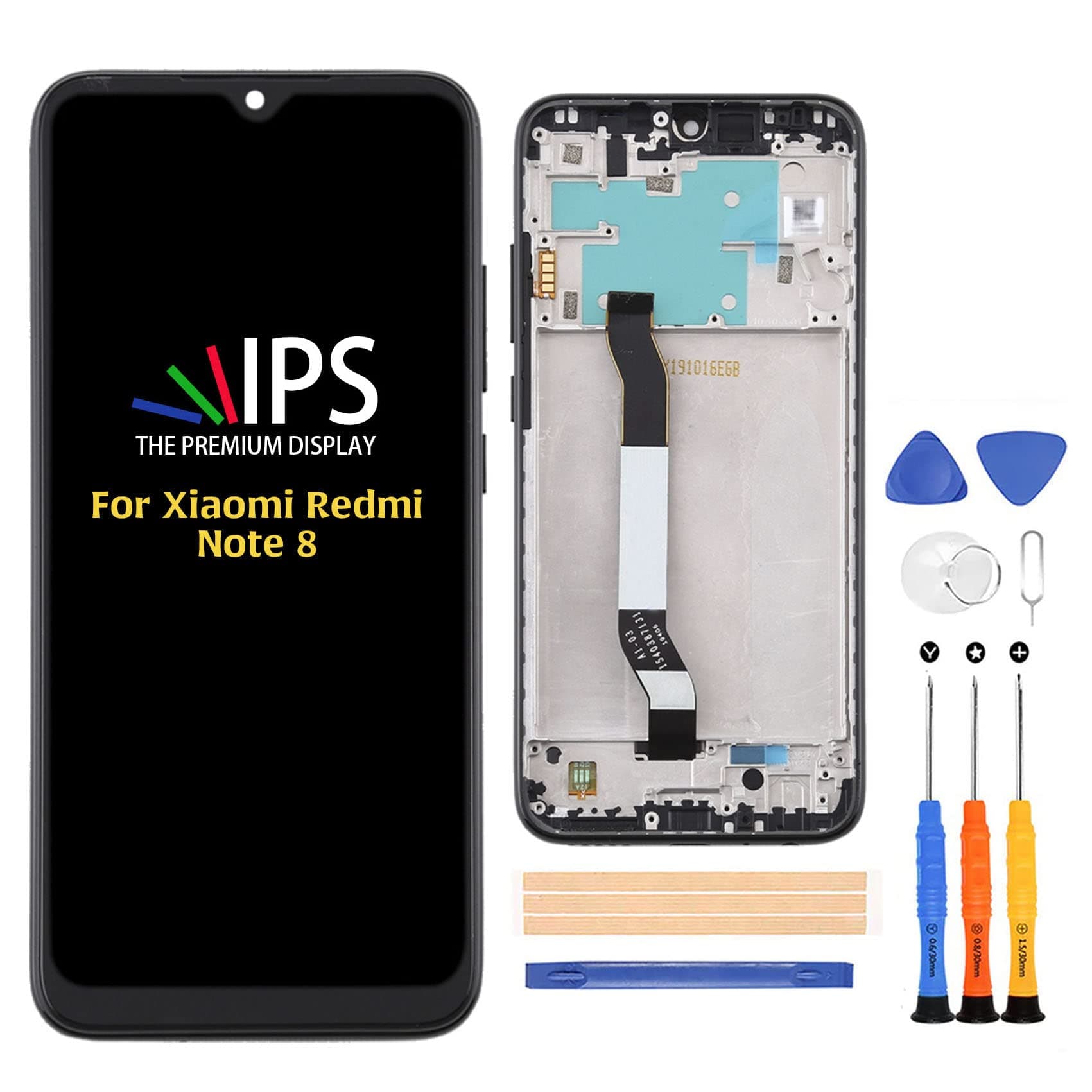 A-MIND for Xiaomi Redmi Note 8 6.3 inch LCD Display Touch Screen Digitizer M1908C3JH,M1908C3JG,M1908C3JI Screen Replacement Full Assembly Repair Kits,with Tools(Black with Frame)