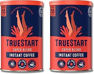 TrueStart Barista Grade Super Blend Strong Instant Coffee – 2 x 100g (110 Cups), Premium Freeze-Dried Coffee Granules, Mycotoxin-Free, Antioxidant Rich, Strong & Smooth with 100% Full Flavour