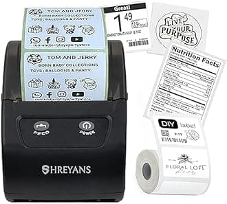 SHREYANS 58mm Mini Inkless Label Maker (2 in 1) - Thermal Barcode Labels & Receipt Printer (50x25 Label Combo) Free 500 Labels | Easy to Connect with Any Mobile Phone via Bluetooth (Android or iOS)