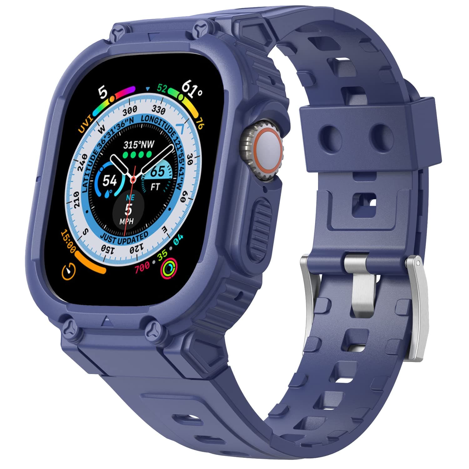 Compatible for Apple Watch 9 Band with Case, Shockproof Soft TPU Sport Watch Bands Wrist Strap with Protective Bumper Cover for iWatch Ultra SE Series 9 8 7 6 5 4 3 2 1