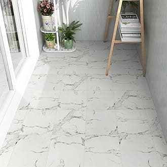 Floor Tiles Self Adhesive Floor Tile Vinyl Flooring, Peel and Stick Floor Tiles Waterproof Marble Effect for Bathroom Kitchen Living Room Inner Porch, 30x30cm 1.0mm 38pcs (3.4㎡)