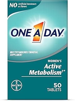 One A Day Women’s Active Metabolism Multivitamin, Supplement with Vitamin A, C, D, E and Zinc for Immune Health Support*, Iron, Calcium, Folic Acid & more, 50 Count (Packaging May Vary)
