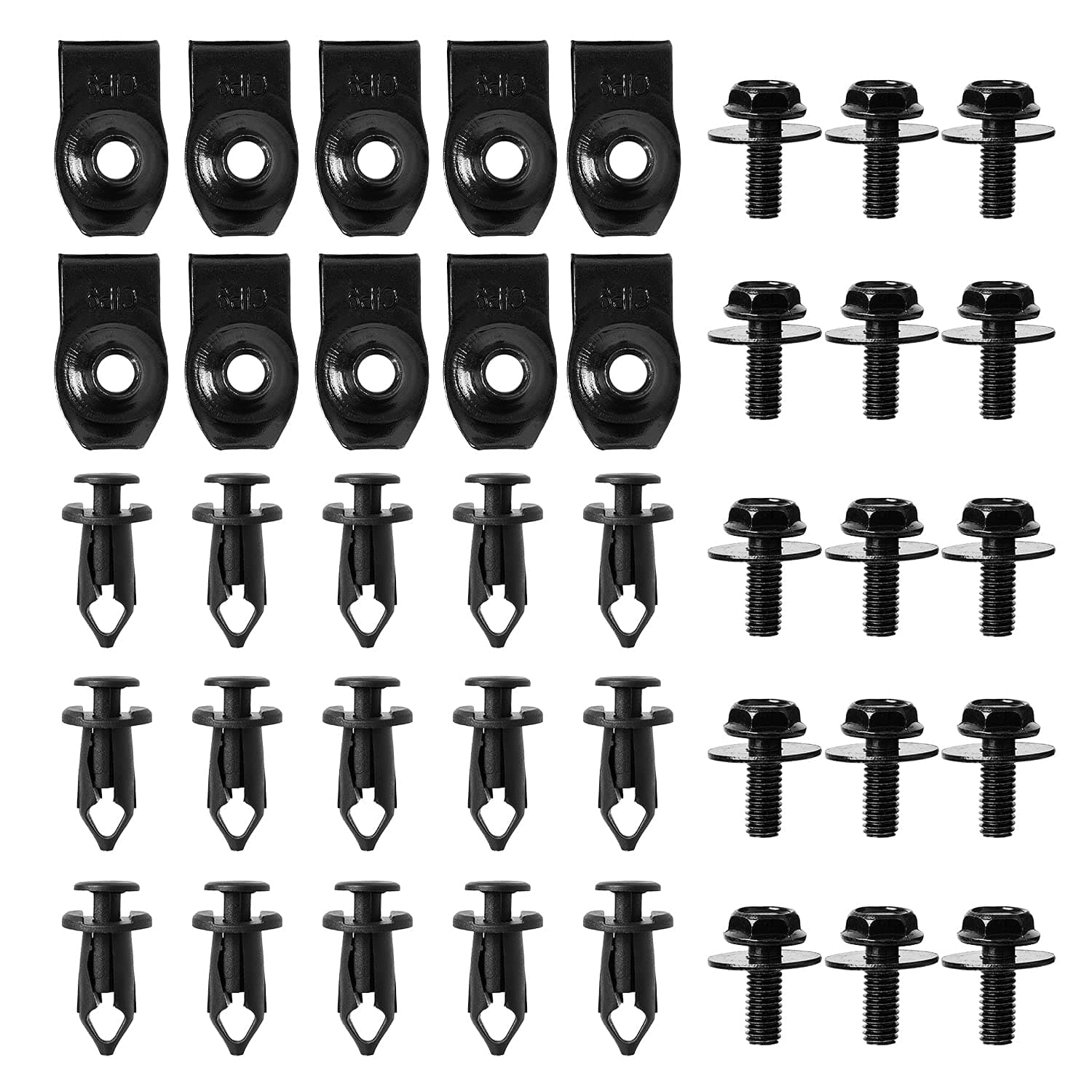 HSTECH 40Pcs Engine Under Cover Splash Shield Guard Body Bolts Bumper Fender Liner Push Retainer Fastener Rivet Clips Extruded U-Nuts Compatible with Nissan 350z 370z Infiniti G35 G37 EX35 FX35 FX45