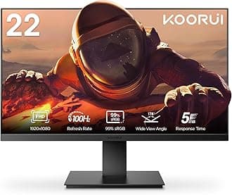 22 Inch Business Computer Monitor, FHD 1080p 100hz Desktop Monitor, Ultra Thin Eye Care Bezel HDMI VGA Ports LED Monitor for PC, Black