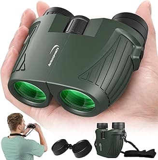 Aurosports 15x25 Compact Binoculars for Adult Kids - High Power Binoculars for Bird Watching - Easy Focus Small Binocular with Low Light Vision for Travel, Camping, Concert, Hiking -Green