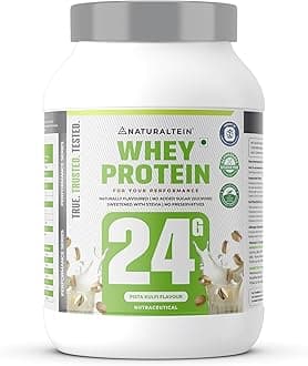 NATURALTEIN Natural Whey Protein – 24g Protein per Serving | Pista Kulfi Flavour | Stevia Sweetened | No Added Sugar | Non-GMO | Soy-Free & Gluten-Free | Super Mixability | 1 kg