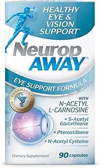NeuropAWAY Eye Support Supplement 90CT with Lutein N-Acetyl L-Carnosine S-Acetyl Glutathione N-Acetyl Cystiene Pterostilbene Lycopene Zeaxanthin to Support Healthy Vision