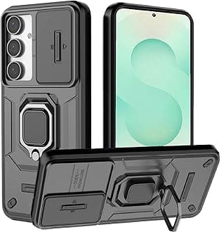 for Samsung S25 Plus Case,for Samsung Galaxy S25 Plus Case with[Sliding Camera Cover][360° Rotate Ring Kickstand]Heavy Duty Protective Shockproof Phone Case for Samsung S25 Plus Cover,Black