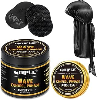 Natural Wave Pomade for Men Strong Hold, Easy Wash 360 Wave Training Hair Cream, Waves Grease for Men Promotes Layered Waves, Moisture, Control and Silky Shine (with Travel Size)