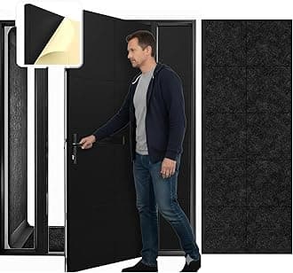 Arrowzoom 20 Black Self-Adhesive Door Kit PRO Polyester Foam Panels Peel and Stick Music Recording Studio Soundproof Noise Reduction -40db Thick Acoustic Treatment Fire Retardant 12x12x0.78in 1244