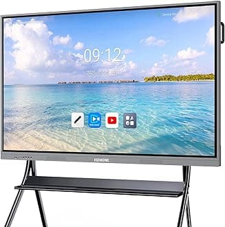 75'' 4K Smart Board, Android 14 OS 8+128 GB Interactive Smartboard, Electronic Digital Whiteboard with Open App Ecosystem, Touchscreen Smart Board for Home, Office and Classroom, Gray