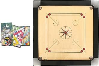 WRF Superior Matte Finish Practice Carrom Board for Serious Professional Practice with Coins Striker and Powder Black New (35 Inch with Vixen Ludo WR-3)