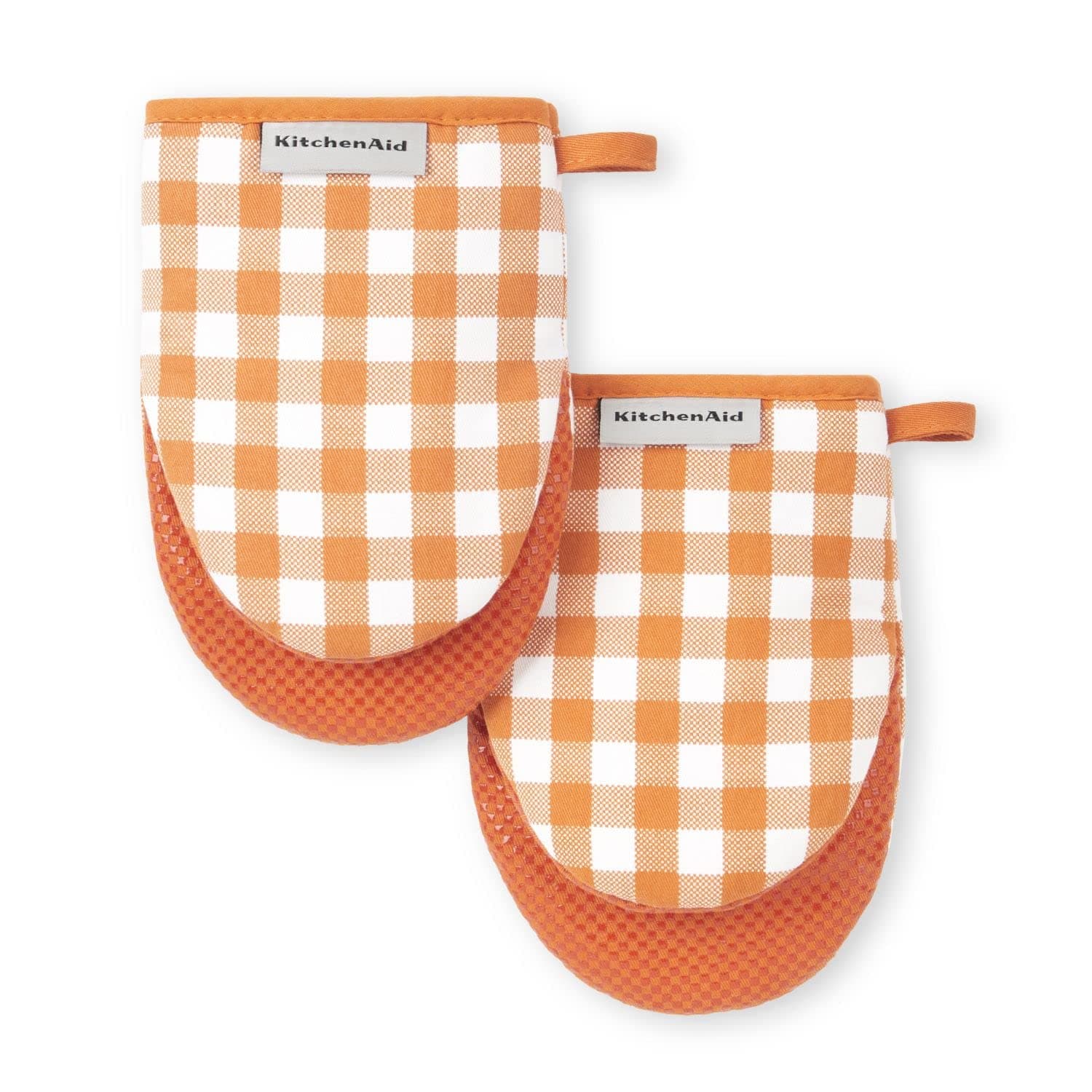 Gingham Mini Oven Mitt 2-Pack Set, Honey, 5.5"x8"
