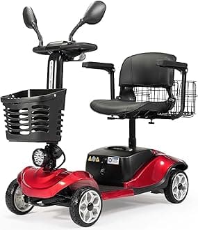 Compact 4 Wheel Mobility Scooters with Display, Foldable Electric Scooter for Seniors and Adults, Heavy Duty Travel Model with Lights, Basket, Rearview Mirror, and Long-Lasting Extended