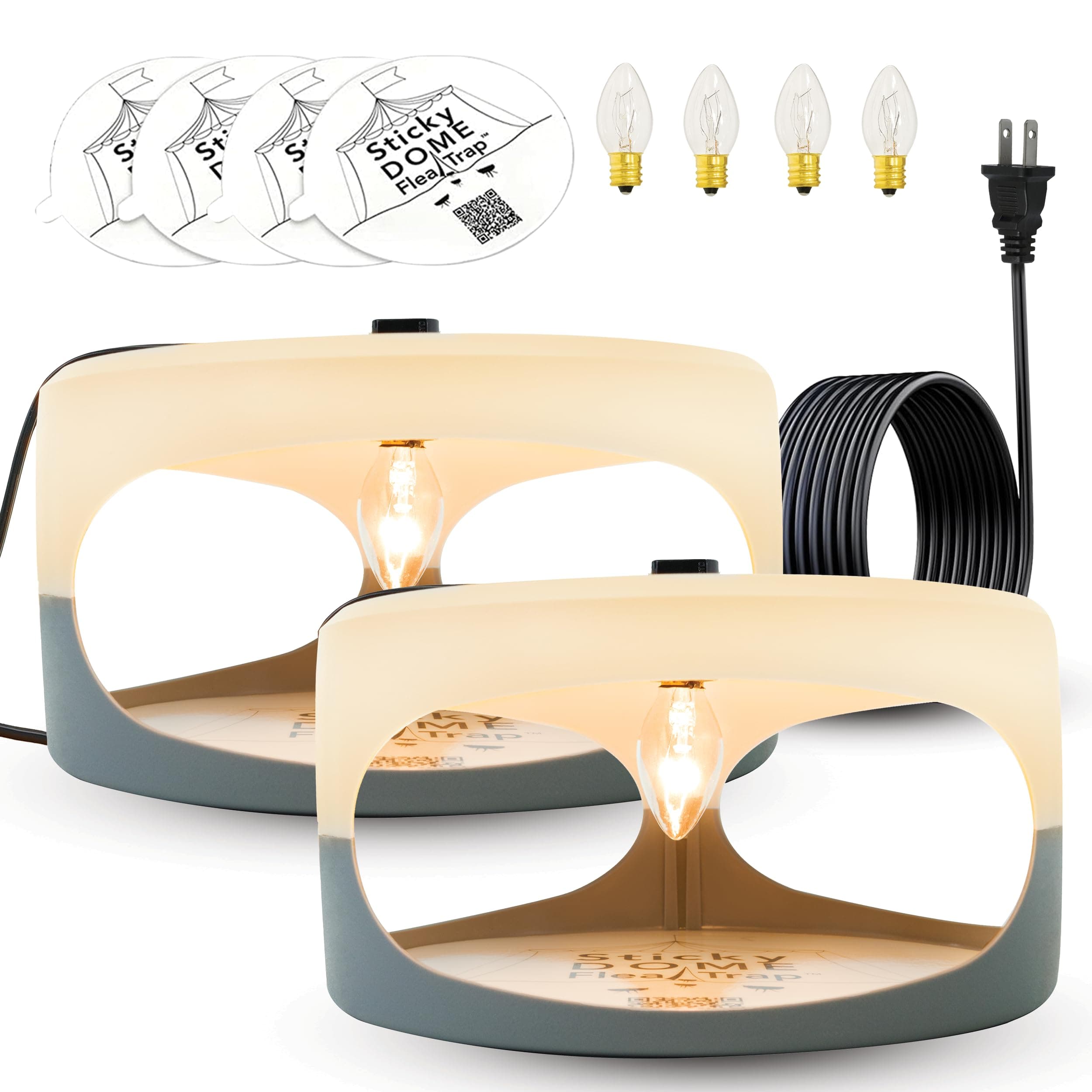 Sticky Dome™ Flea Trap with 2 Sticky Discs. Odorless, Non-Toxic, Natural Insect Traps, Safe for Indoor Use, Children and Pets - 2 Pack