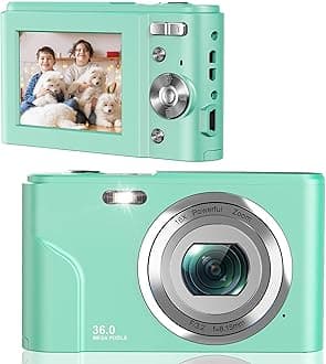 Digital Camera, FamBrow Autofocus Vlogging Camera FHD 48MP 1080P with 16X Digital Zoom, Compact Camera Portable Mini Camera for Teens,Kids,Adult,Beginners-Green