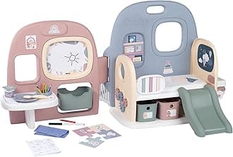 Smoby BABY CHILD CARE CENTRE 27-Piece playset, 360 degree play - Includes NURSERY, PLAY SCHOOL, BATHROOM AND PLAYPEN - Many accessories - Perfect for Kids and Toddlers for interactive Doll role play