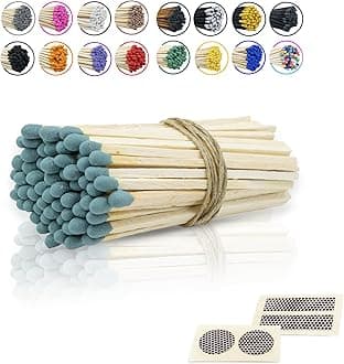 4" Inch Long Wooden Refill Matchsticks with Strike Stickers - Safety Matches Wholesale Bulk Loose by Chandler Studio (50 Pieces, Dark Green)