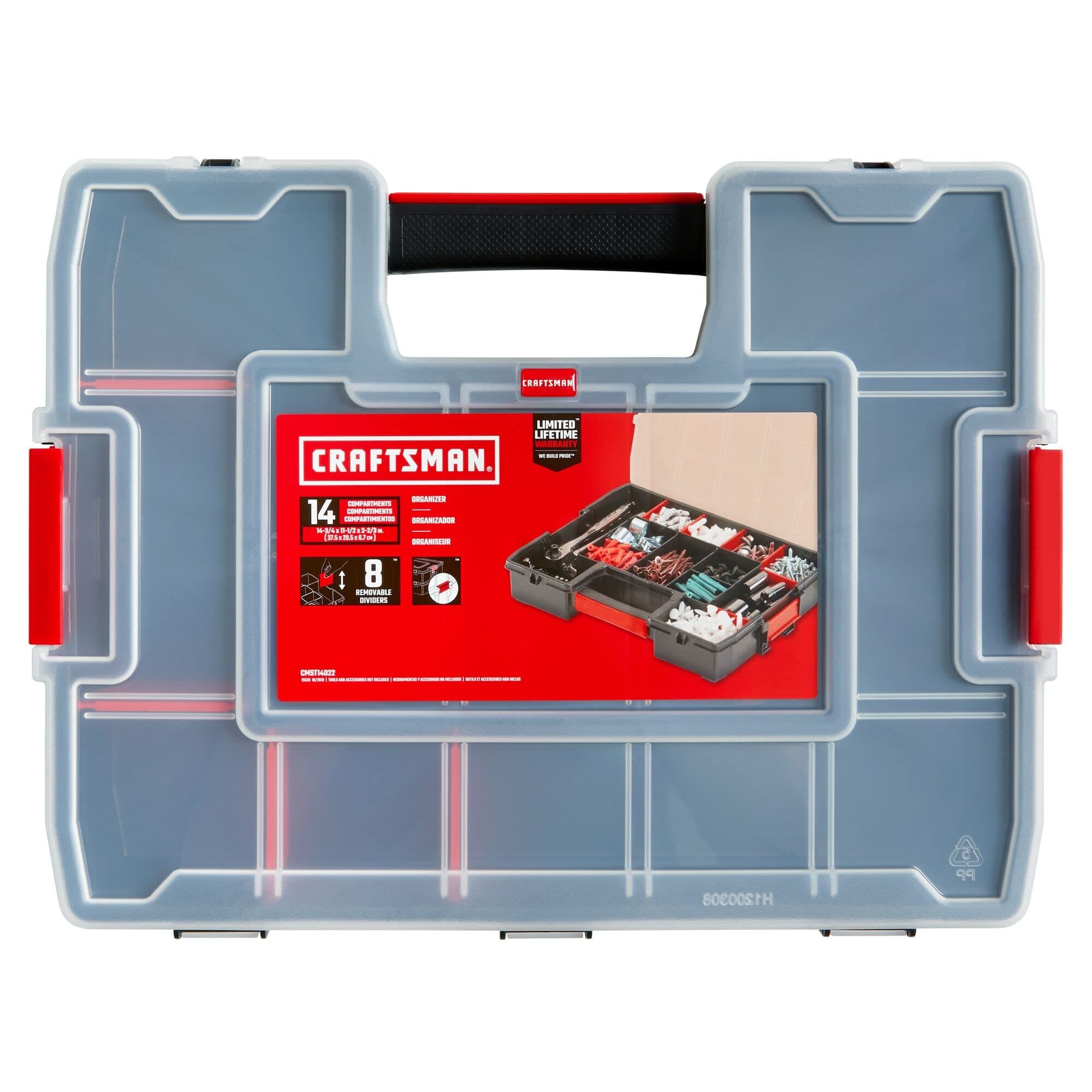 Tool Organizer, 2-Packs with 14-Compartments, Lid Includes Secure Latch (CMST60944M)