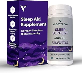 Vegetology Ashwagandha, Natural Sleep Aid for Adults, with Saffron, Magnesium and Lemon Balm, Scientifically Formulated for Deep Rest, Vegan, Made in UK, Sustainably Sourced