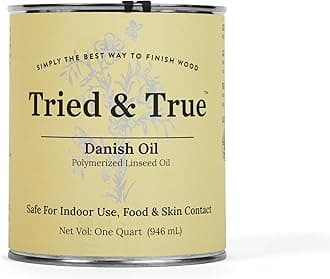 Tried & True Danish Oil, Quart - Pure Polymerized Linseed Oil Wood Finish, Ideal for Furniture, Rustic Pieces, & Priming Wood for Other Oil or epoxy-Based Products - Food Safe, Simple, Fast Curing