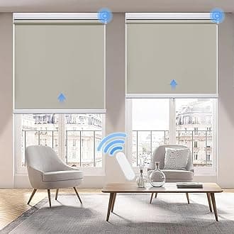 GrandekorMotorized Blinds with Remote Control, Blackout Roller Shade Electric Shades Cordless Smart Blinds for Bedroom Living Room Office,Beige,W23xH72