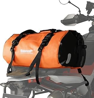 Rhinowalk Waterproof Dry Bag 45L Duffle Bag Motorcycle Travel Luggage with Large Storage Space Motorbike Rear Rack Trunk Bag for Boating, Bicycle-Orange