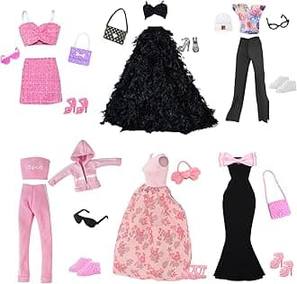– 20 Pcs Doll Clothes and Accessories Dolls, 6 Fashion Clothes Party Dresses Princess Dress Little Fragrance Casual Set 6 Pairs of Shoes 8 Accessories for 11.5 inch Girl Doll