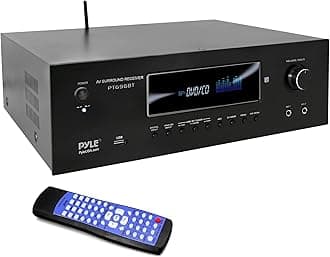 Pyle 1000W Bluetooth Home Theater Receiver - 5.2 Channel Surround Sound Stereo Amplifier System with 4K Ultra HD, 3D Video & Blu-Ray Video Pass-Through Support, HDMI/MP3/USB/AM/FM Radio, Black