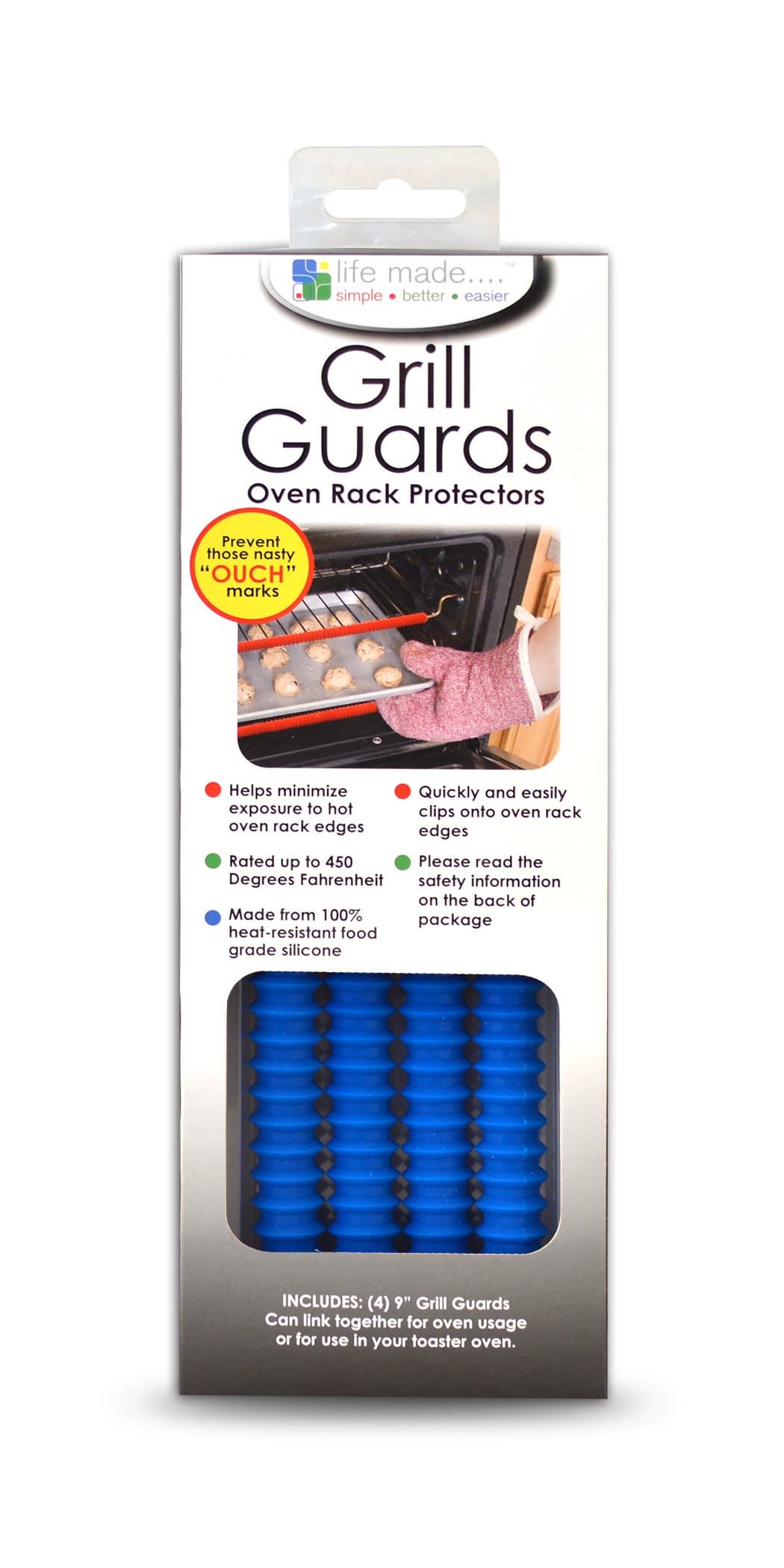 Life Made Interlocking Oven Rack Guards, 9-Inch, Blue, 4-Pack