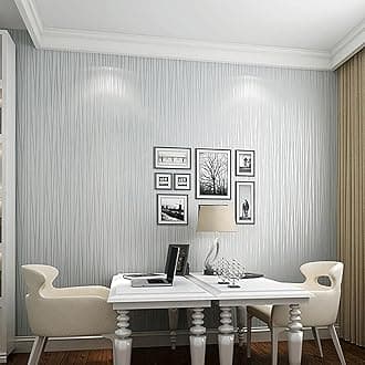Beswitory Striped Wallpaper - Modern 3D Embossed Grey Mix Plain Thick Textured Wallpaper for Bedroom, Living Room, Hallway