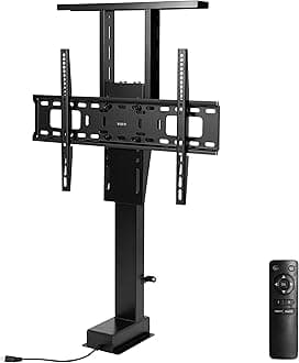 VIVO Motorized Large TV Stand for 37 to 77 inch Screens, Vertical Lift Television Stand with Remote Control, Compact TV Mount Bracket, MOUNT-E-UP80D