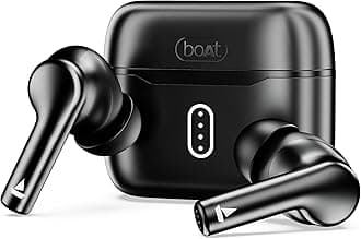 Boat Airdopes 141 Pro Buds, 13mm Drivers, Metallic Finish, 60HRS Battery, 4Mics ENx, Fast Charge, IPX5, v5.3 Bluetooth TWS in Ear Earbuds Wireless Earphones with mic (Obsidian Black)