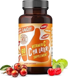 FlavCityVitamin C Supplement, C-Ya Later- Dietary Supplement for Immune Support Derived from Bioavailable Sources of VIT C - Made with Acerola, Camu Camu & Amla Berry - 60 Capsules