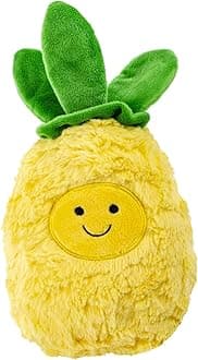 Giftable World 7 Inch Plush Pet Toy Smiling Pineapple with Squeaker Dog Chew Toy