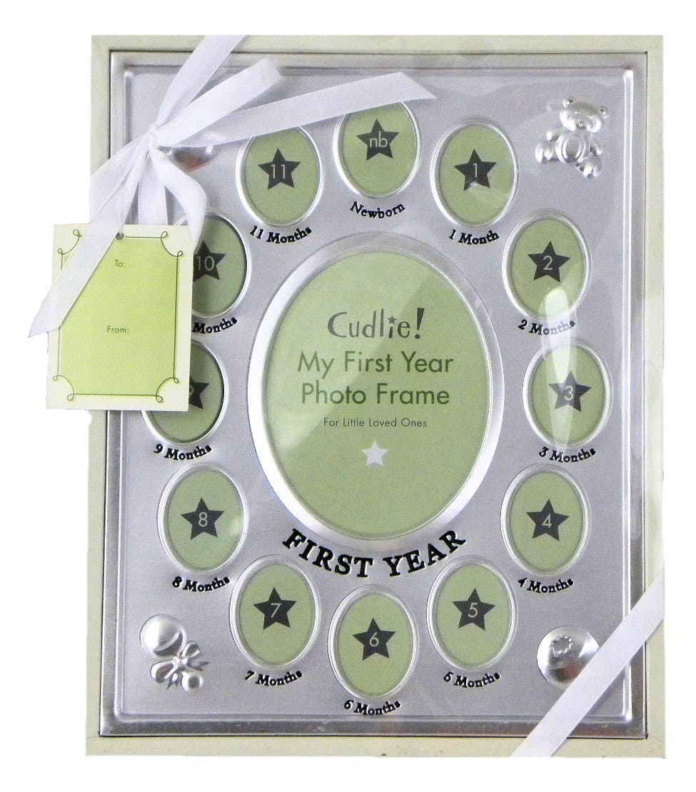 Cudlie! My First Year Photo Frame - Silver