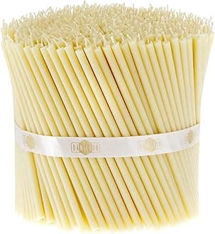 Danilovo Thin Taper Beeswax Candles - Honey-Scented, Decorative Candles Ideal for Birthday Decoration or Church Prayers - White Drip Free, Tall & Smokeless Pack of 200 pcs, 5.9 x 0.2 inch