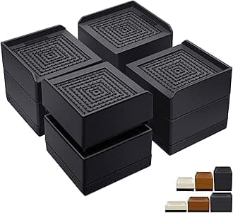ANNKUT Bed Risers 3 inch Heavy Duty,Furniture Risers for Desk Table Sofa Couch Lifts to 1.5 or 3 inch, Square Adjustable Risers Blocks, Support Up to 1,300 Lbs（4 Pack-Black）