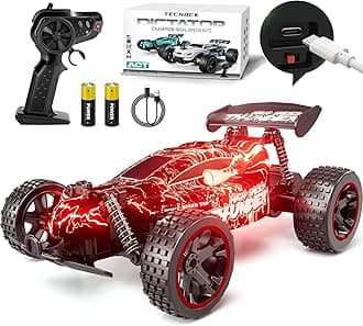 Tecnock RC Cars for Kids, 1:18 Scale 2WD RC Car with LED Lights, 2.4GHz Remote Control Car with USB-C Easy Charging & 50 Mins Playtime, Toys Gifts for Boys & Girls Ages 8-12