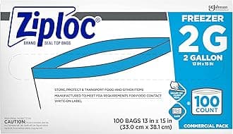 Ziploc Professional Freezer Bags, For Food Organization and Storage, Double Zipper, 2 Gallon, 100 Count