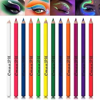 LemonSac 12 Colorful UV Eyeliner Pen Set, Eye Shadow Pencil, Pearl Eyeliner Kit Metallic Eyeliner Pencil Glitter Eyeliner for Women Eye&Lip Liner Professional Colorful Eyeliner (12PCS UV)