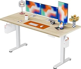 ErGear Height Adjustable Electric Standing Desk, 55 x 28 Inches Sit Stand up Desk, Memory Computer Home Office Desk (Natural)