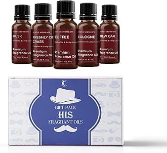 Mystic Moments | HIS Fragrant Oil Gift Starter Pack 5x10ml | Coffee, Cologne, Freshly Cut Grass, Musk & New Car
