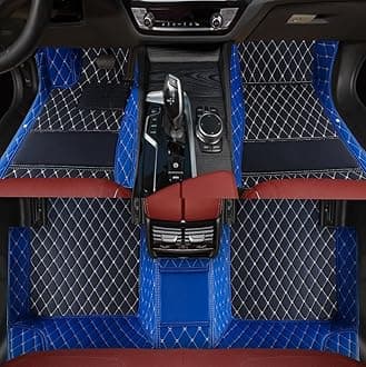 Custom Personalized Floor Mats for Cars，Luxury Full Coverage All Weather Car Floor Mats，Anti-Slip Leather Car Mat Set ，Custom Floor Mats for 99% of Cars, Trucks & SUVs (3D Blue and Black)