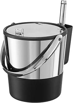 Insulated Ice Bucket, 4 Quart / 3.8 L, Stainless Steel, Black.