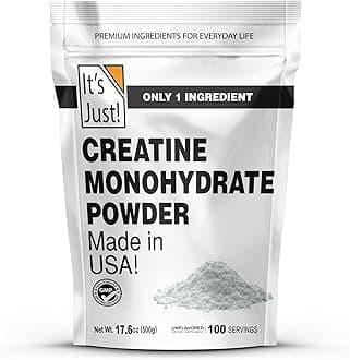 It's Just! - Creatine Monohydrate Powder, Pure Creatine Powder, Made in USA, 3rd Party Lab Tested, 5g Per Serving, Scoop Included, No Fillers, No Added Flavor (Unflavored, 500g / 100 Servings)