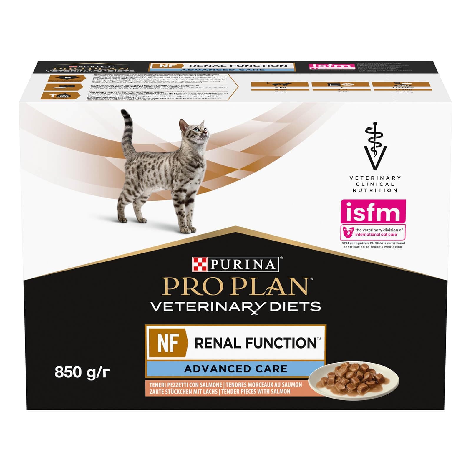 Pro Plan Veterinary Diets NF Renal Function | 10 x 85g | Wet Food for Cats | Special Nutrient Blend with Low Phosphorus Content | Salmon